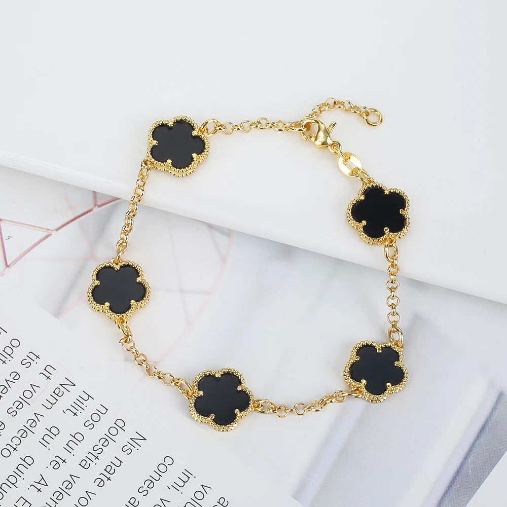 Gold-Plated Hollow Plum Blossom Double-Sided anklet Bracelet