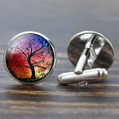 Herren-Manschettenknöpfe „Baum des Lebens“ aus Metall