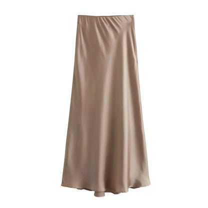 Women's High Waist Flowy A-Line Elastic Silky Skirts