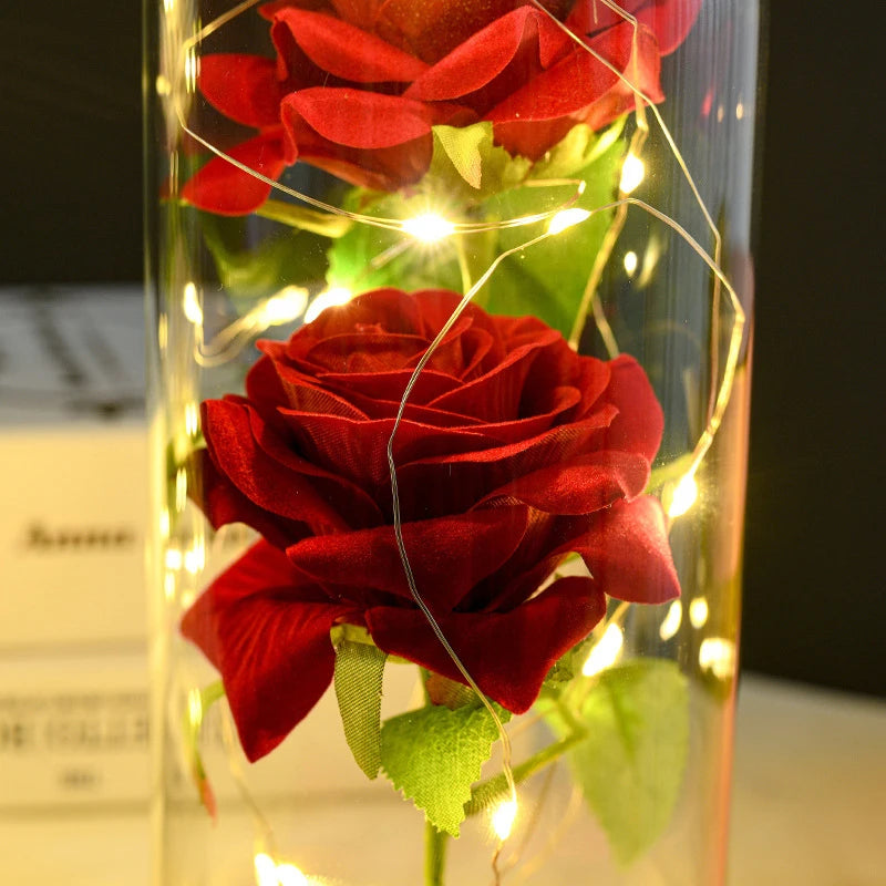 Fleurs artificielles LED Galaxy Three Rose - Décoration de mariage et cadeau créatif pour la Saint-Valentin
