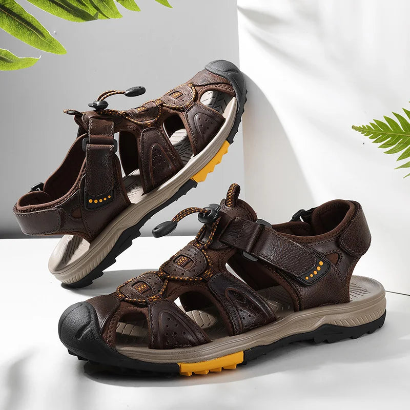 Herren Sommer Outdoor Leder Strand Römer Sandalen