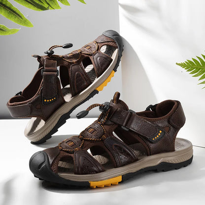 Herren Sommer Outdoor Leder Strand Römer Sandalen