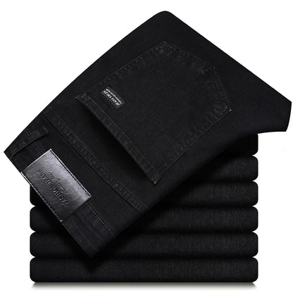 Jean en denim noir stretch droit pour homme