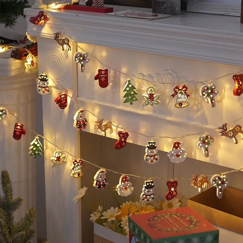 Guirlande lumineuse LED de Noël avec cerf et flocon de neige