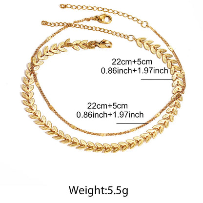 Waterproof Wheat Ear Chain Boho Anklet—Multi-Layer Gold Plated Non-Fading Non Tarnish Anklet