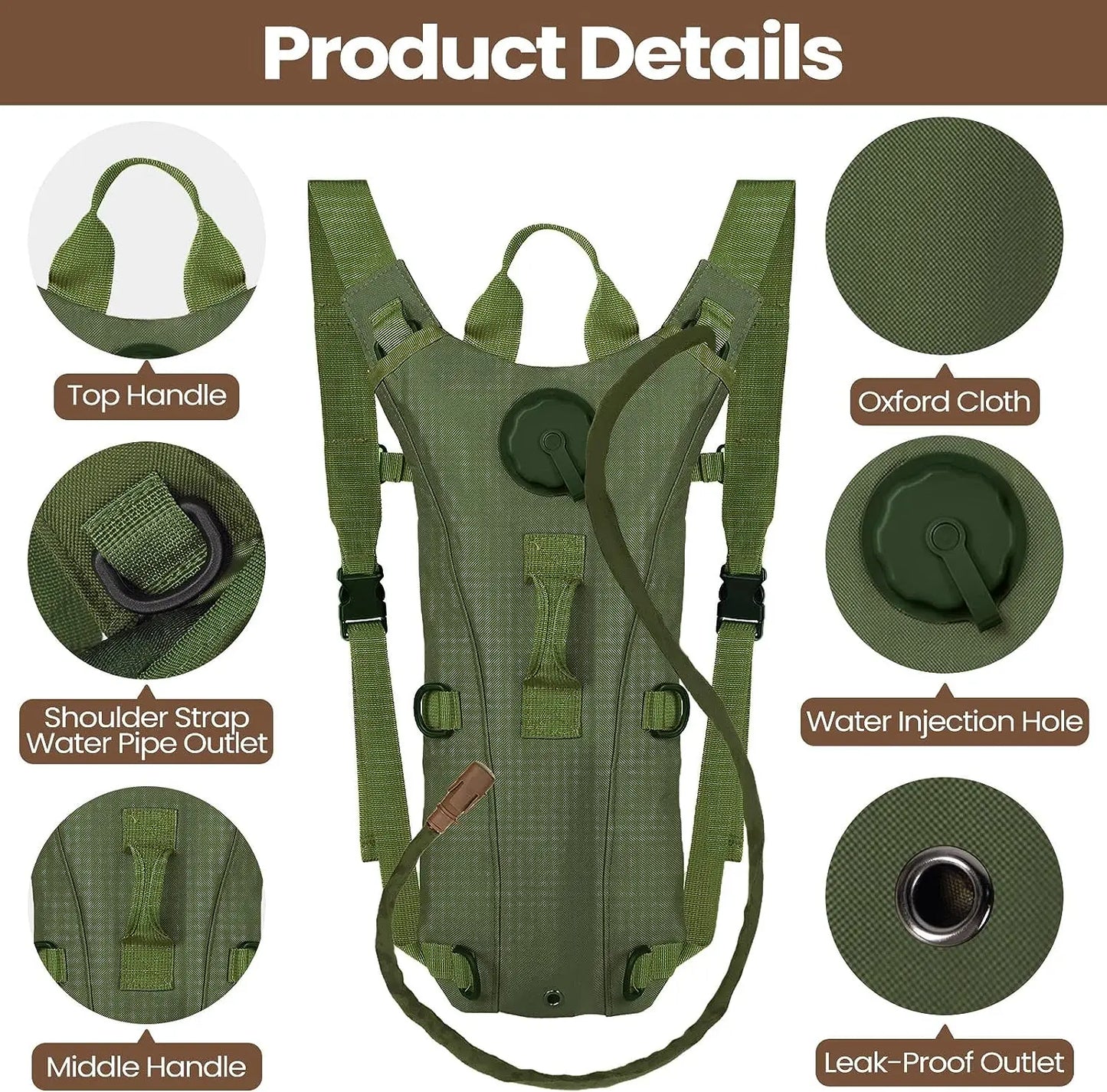 Sac d'hydratation tactique militaire avec vessie 3L