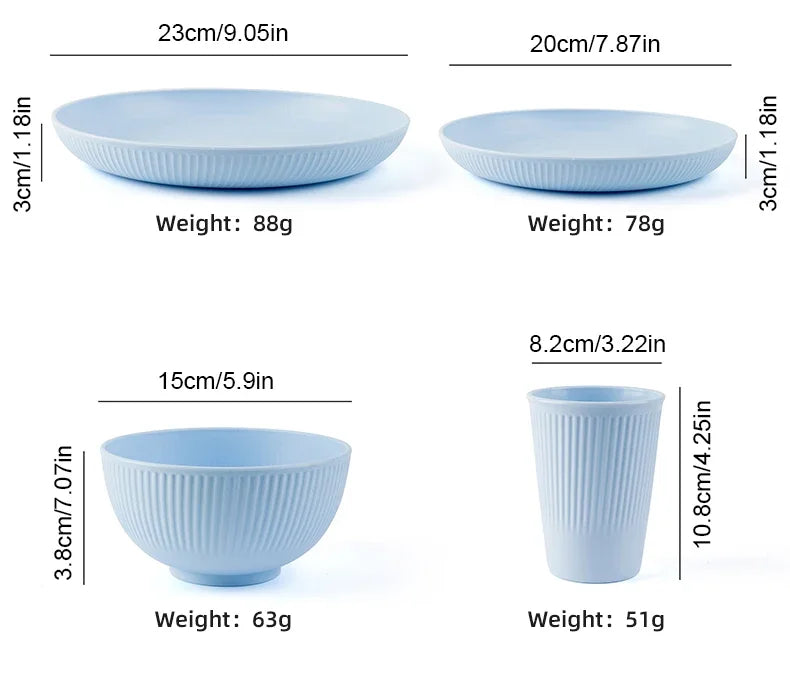 Wheat Straw Bowl Saucers Plate Dinnerware Set