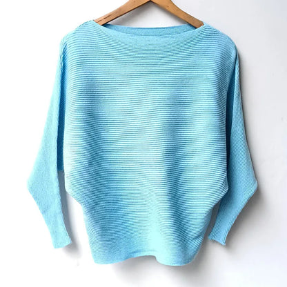 Gestreifter Damen-Strickpullover – Locker geschnittener, lässiger Langarm-Winterpullover