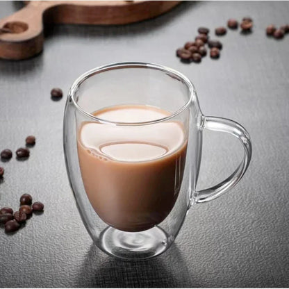 Tasse en verre transparente à double paroi résistante à la chaleur