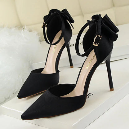 Women's Ultra-High Heels Velvet Hollow Out Ankle Strap Pumps