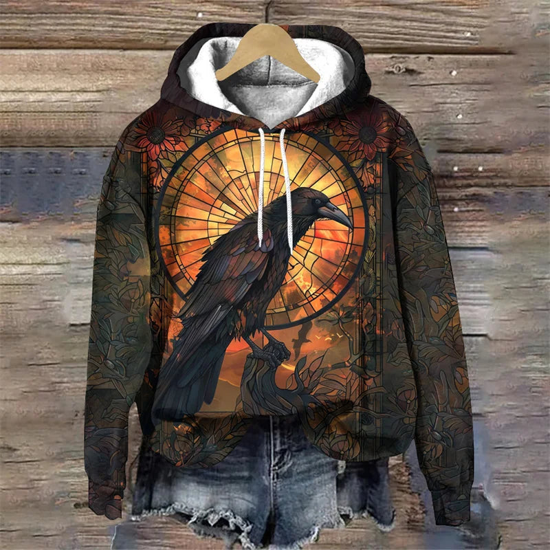 Sweat-shirt patchwork gothique rétro - Chaud et élégant