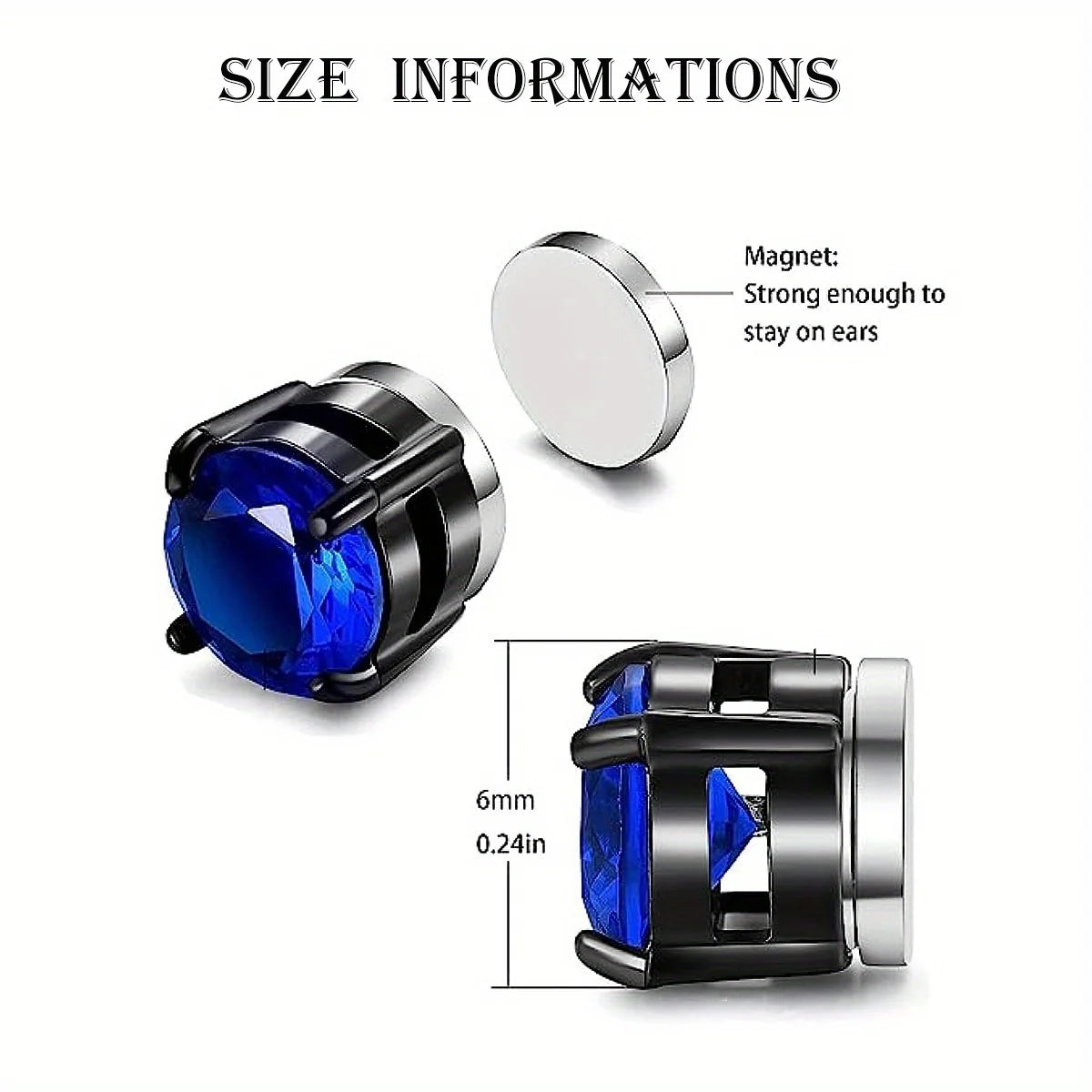 Stainless Steel Non-Piercing Magnetic Stud Earrings for Men