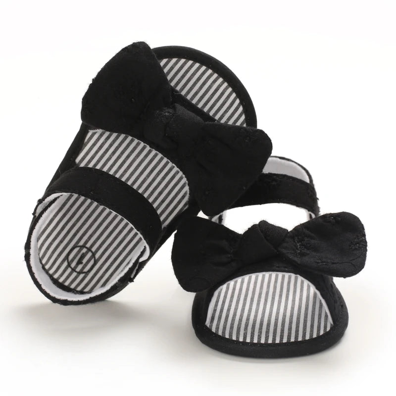 Baby Mädchen Sandalen mit Schleife, atmungsaktiv, flach, Prinzessin, weiche Sohle