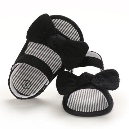 Baby Mädchen Sandalen mit Schleife, atmungsaktiv, flach, Prinzessin, weiche Sohle