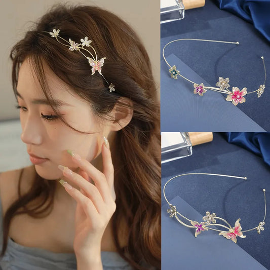 Frauen-Haarband mit Blumen- und Schmetterlingsmotiv