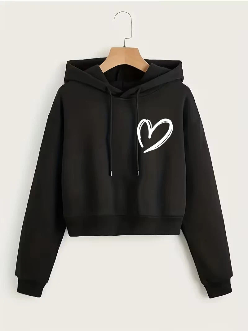 Sweat à capuche polaire imprimé cœur pour l'hiver