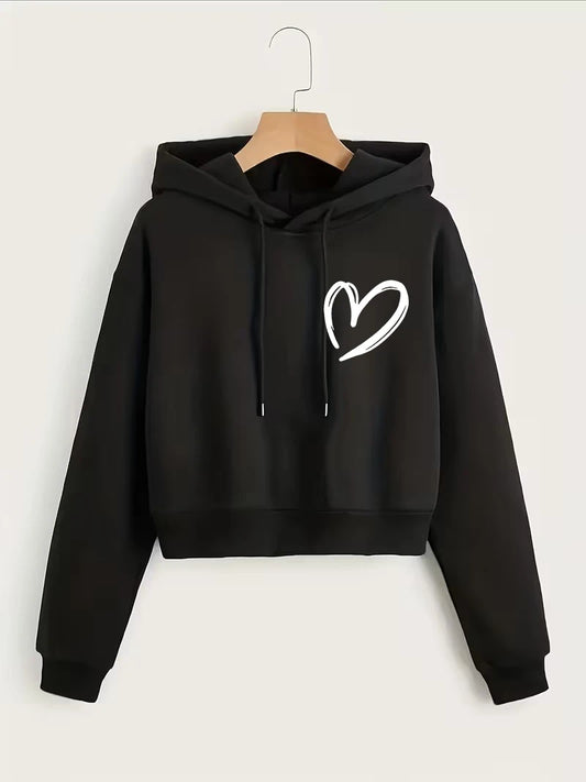 Sweat à capuche polaire imprimé cœur pour l'hiver