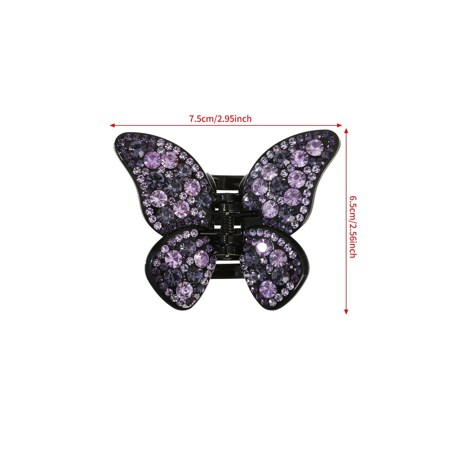 Bunte Haarspange mit Strass-Schmetterling für Damen – Große Haifisch-Haarspange mit Strasssteinen