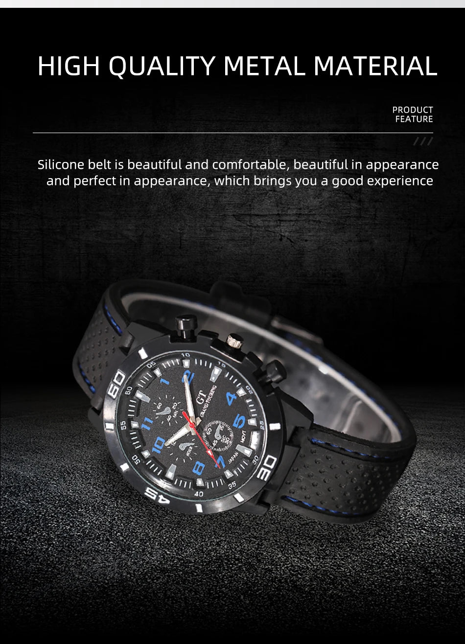 Runde Herren-Sportarmbanduhr im Militär-Stil