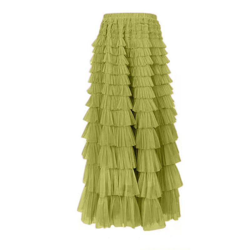 Women’s Maxi Tulle Skirt - Pleated Ruffle Mesh Skirt