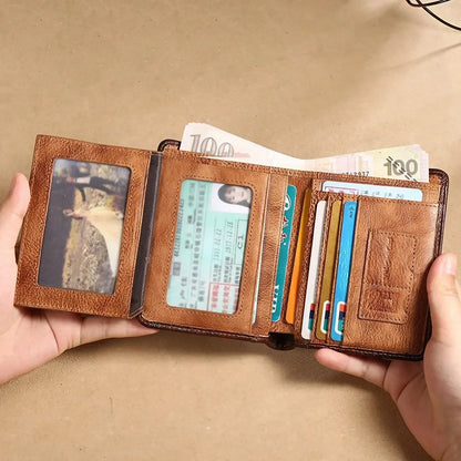 Genuine Leather RFID Blocking Wallet for Men – Slim Thin Bifold Short Wallet