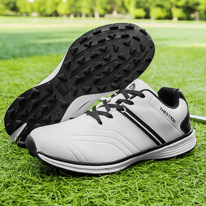 Men’s Waterproof Golf Shoes Lightweight Spiked Golf Sneakers Professional Athletic Golf Trainers Non-Slip Outdoor Golf Footwear