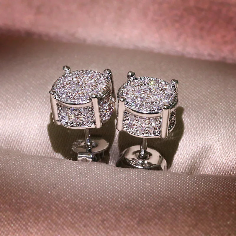 Women's Luxury Round Wedding Crystal Stud Earrings