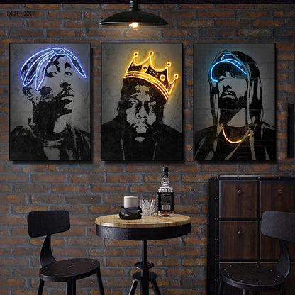 Abstrakte Wandkunstgemälde mit Hip-Hop-Sängern