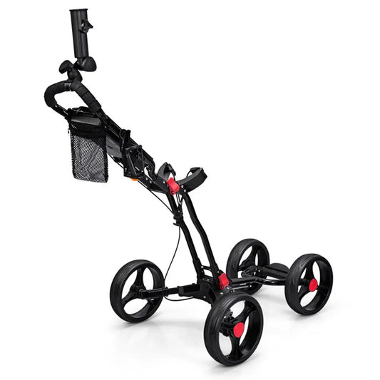 Foldable Four-Wheel Golf Cart Aluminum Alloy Trolley Umbrella Holder