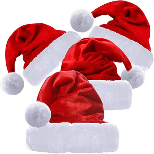 Red Gold Velvet Christmas Hat for All Ages