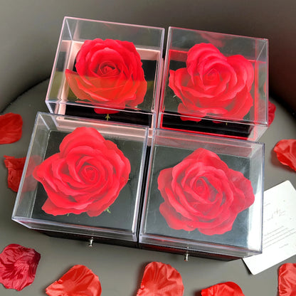 Geschenkbox zum Valentinstag, funkelnde Herz-Liebeskette mit luxuriösen Rosen-Geschenkboxen