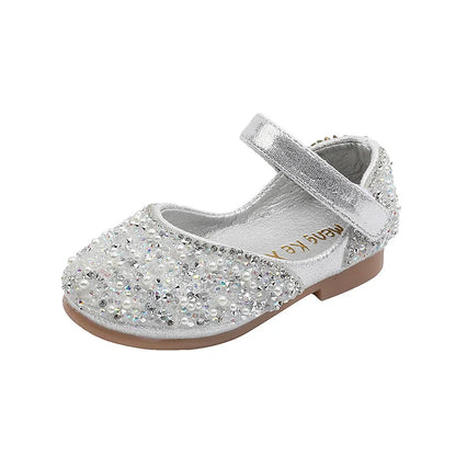 Chaussures d'automne en cuir strass pour filles