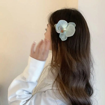 Pinces à cheveux pour fille avec mini perles et fleur d'orchidée papillon
