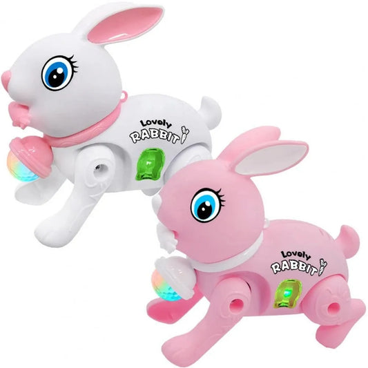 New Cartoon Electronic Walking Rabbit Toy Music Traction Rope Toys