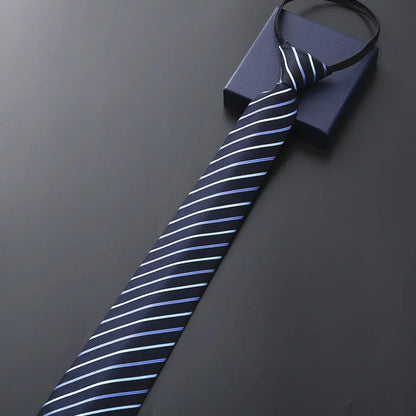8 cm lange, vorgebundene, gestreifte Krawatte mit Reißverschluss