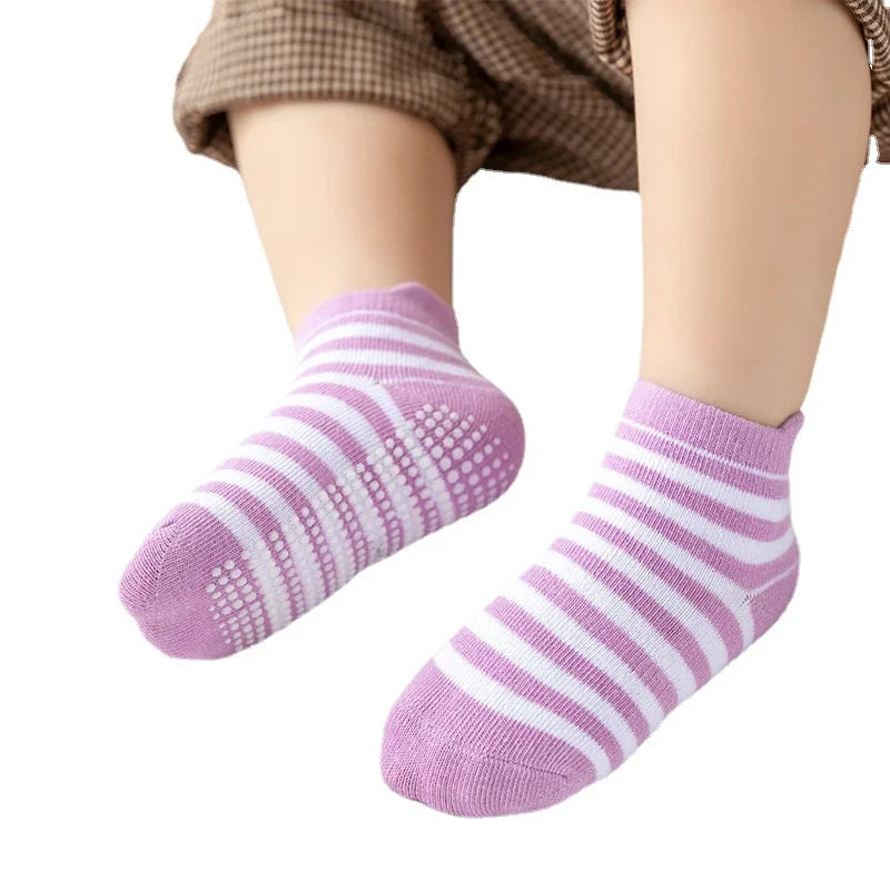 6 paires/lot chaussettes bébé en coton chaussettes de sol antidérapantes