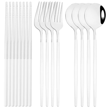 Edelstahl-Geschirrset in Gold und Grün