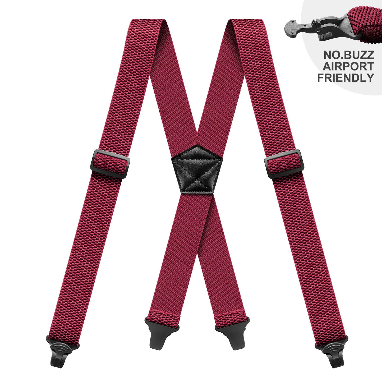Heavy Duty Men’s Suspenders 3.8cm Wide X-Back Work Braces with 4 Strong Plastic Gripper Clasps – Adjustable Elastic Trouser Suspenders