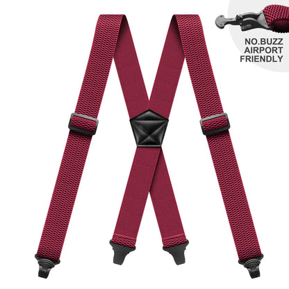 Heavy Duty Men’s Suspenders 3.8cm Wide X-Back Work Braces with 4 Strong Plastic Gripper Clasps – Adjustable Elastic Trouser Suspenders