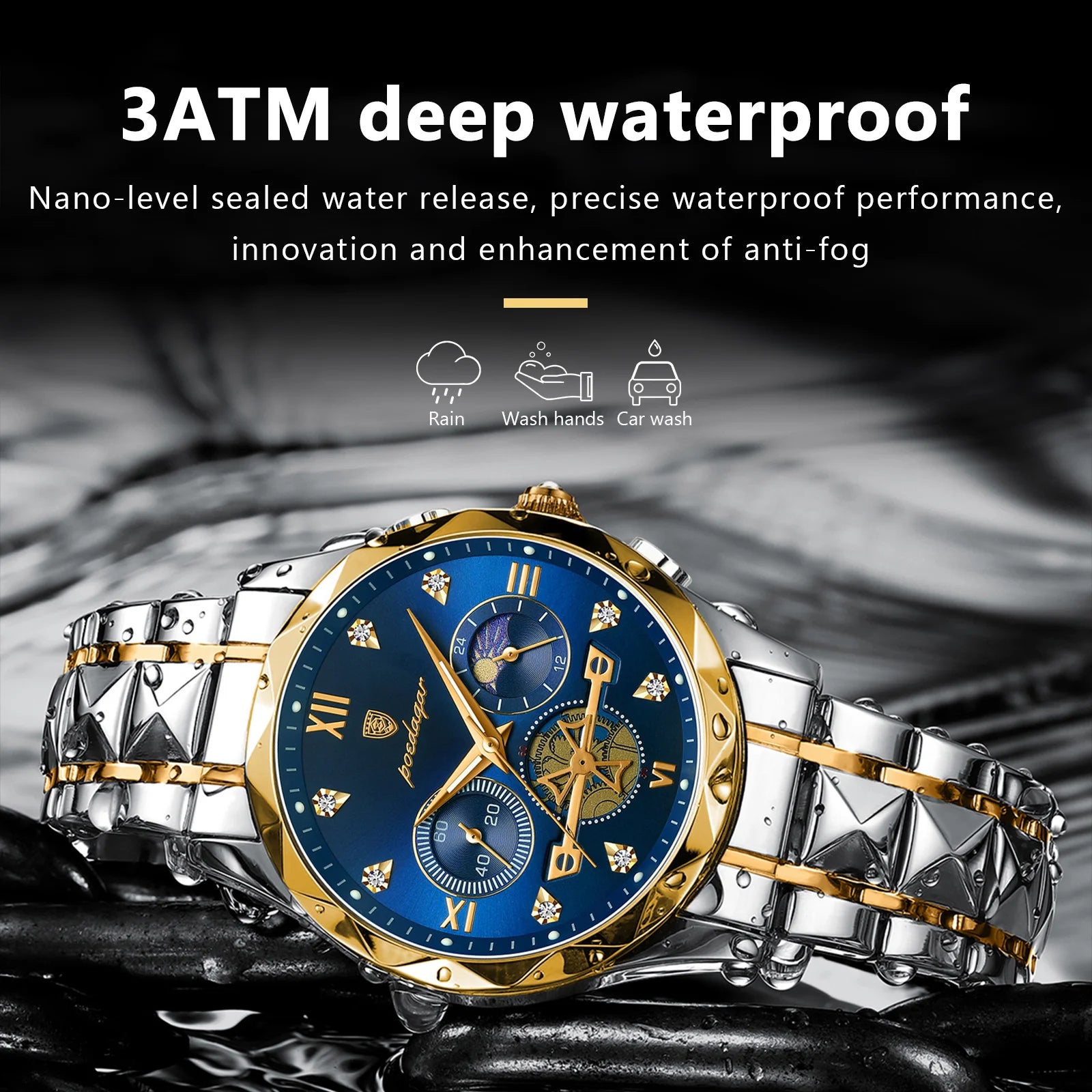 Men's Waterproof Luminous Stainless Steel Quartz Watch