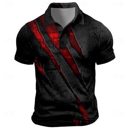 Men's Short Sleeve Scratch Print Polo Shirt