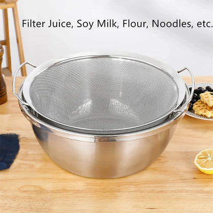 Flour Sieve Double Handle Stainless Steel Colander