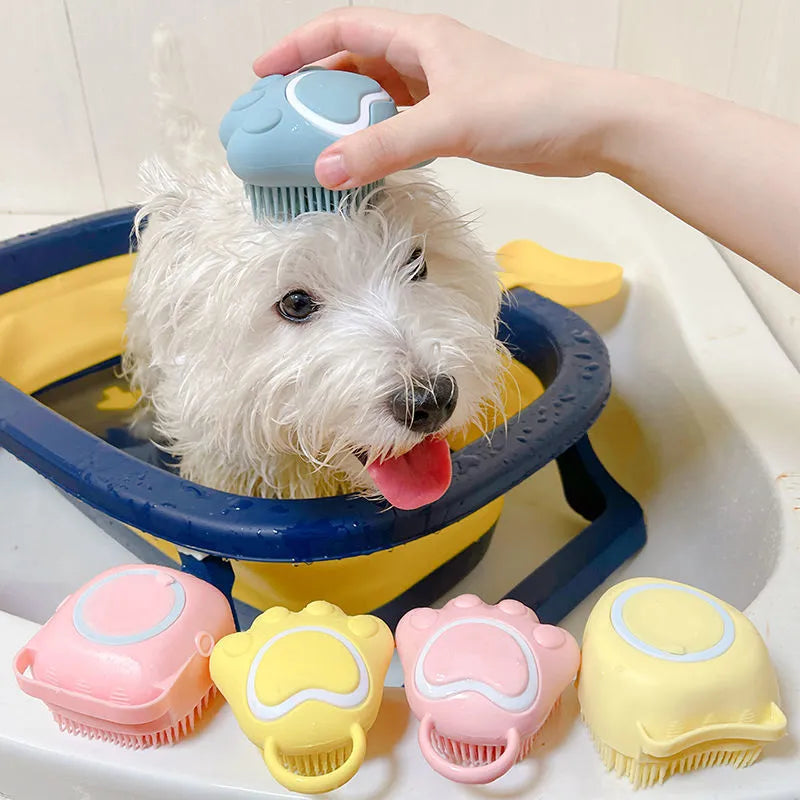 Brosse de bain en silicone pour animaux de compagnie, nettoyage et toilettage des cheveux