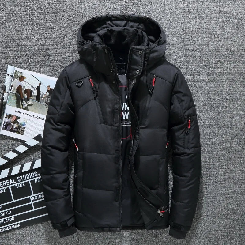 Veste/manteau rembourré à capuche et fermeture éclair pour homme