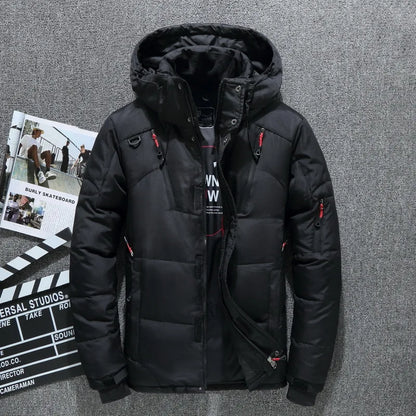 Veste/manteau rembourré à capuche et fermeture éclair pour homme