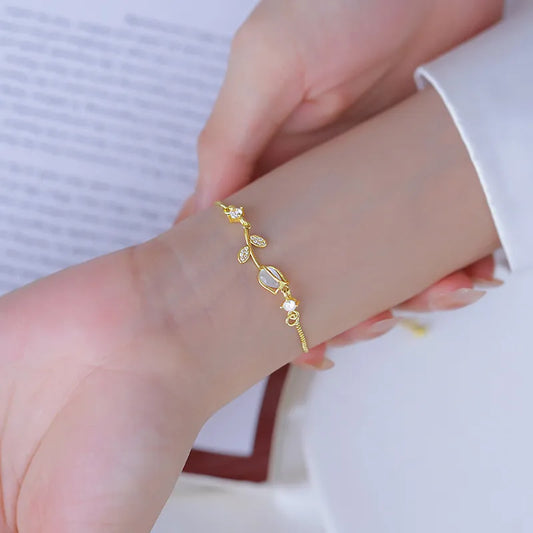 Zircon Pearl Flower Bracelet for Women