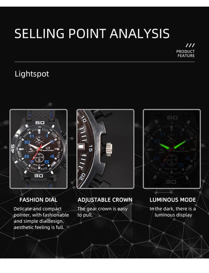 Runde Herren-Sportarmbanduhr im Militär-Stil