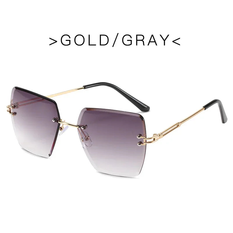 Women's Retro Summer Oversized Rimless Sunglasses