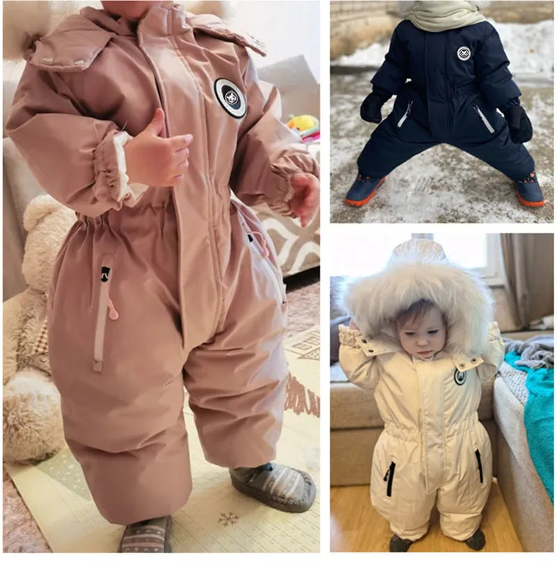 Cozy Winter Hooded Waterproof Jumpsuit for Babies