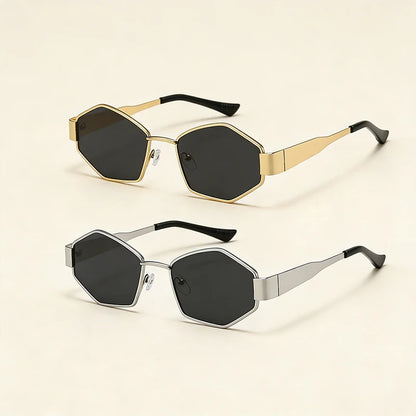 Unisex Trendy Metal Outdoor Hexagon Sunglasses